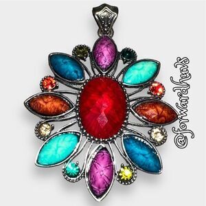Bundle Sale 3 for $15 | Stunning Unmarked Multicolor Pendant – 3" x 2.5"
